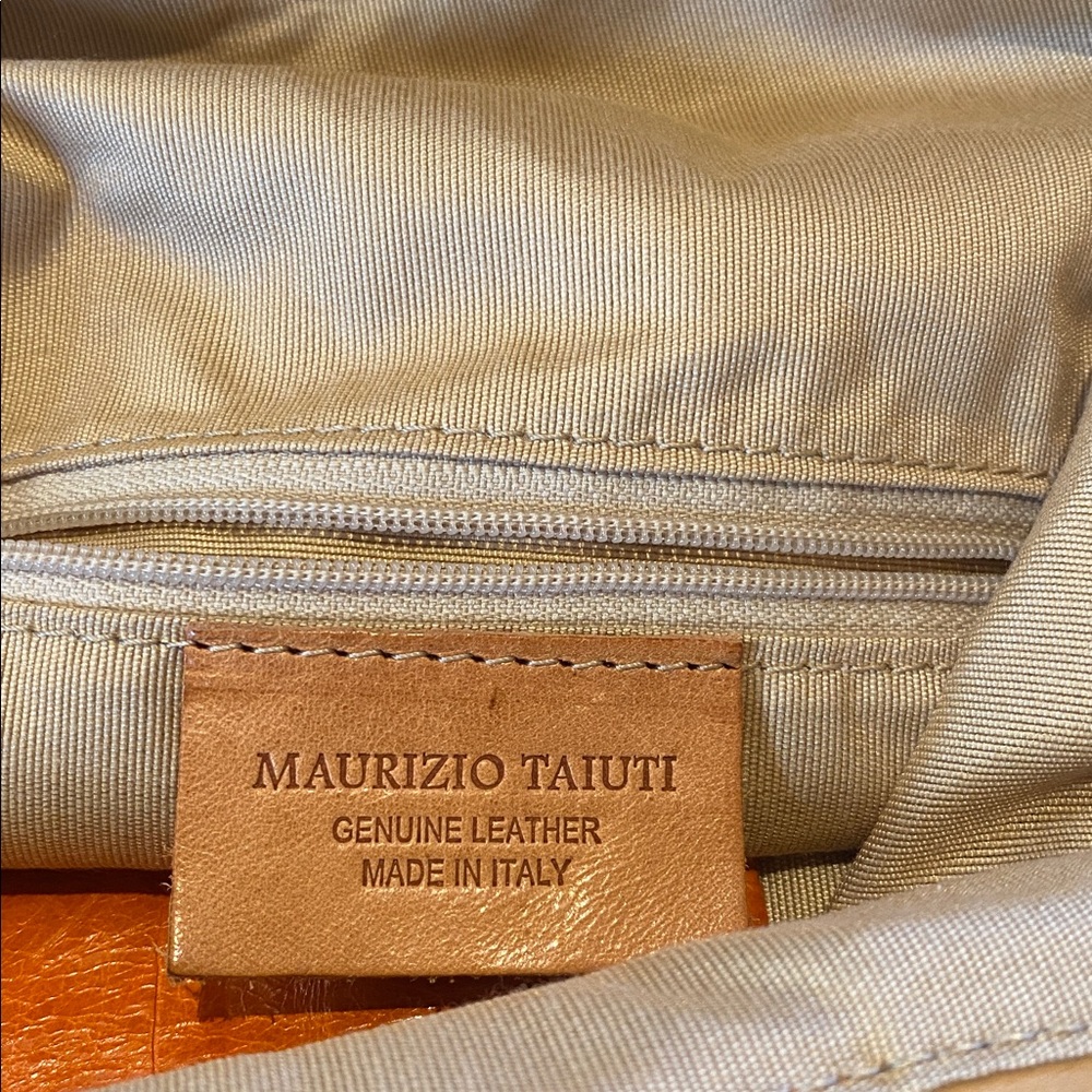 Maurizio Taiuti Leather Italian Purse Orange - Picture 4 of 11